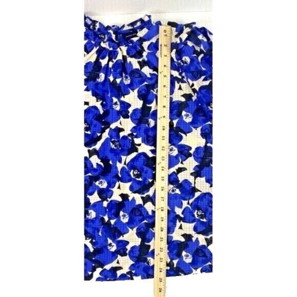 Womens L Ruffle Floral A-Line Blouse Tie Short Sleeve Button Back Who What Wear - Picture 11 of 14